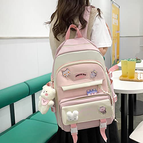YGYCF Kawaii Backpack 5Pcs Set for Student with Cute Bear Accessories - School Bags for Teen Girls Back to School Supplies
