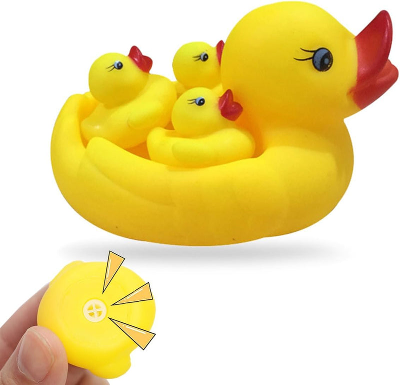 Rubber Duck Family Bathtub Toy, Bath Duck Toys 4 Pcs Rubber Duck Family Squeak Ducks Baby Shower Toy for Toddlers Boys Girls (Mother Child Ducks)