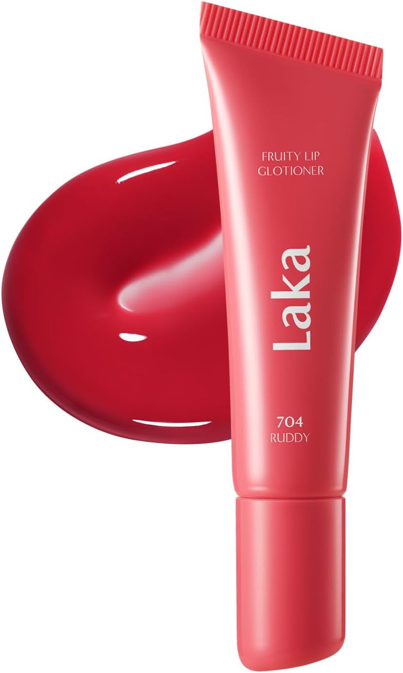 Fruity Lip Glotioner, 10ml/0.33 fl.oz, Lip Gloss with High Shine Vivid Colors, Jelly tip for Hygienic & Easy Application, Plumping Conditioner, Vegan, K-Beauty (700 Glowy) - #704 Ruddy