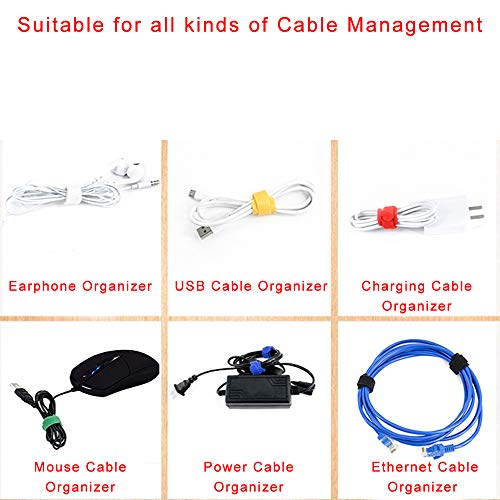 SHOWAY Reusable Cable Ties, 50 pcs Reusable Cable Organizer, Fastening Cord Wraps, Adjustable Cable Strap Hook and Loop Cord Ties, Under Desk Charging or Data Cables Management