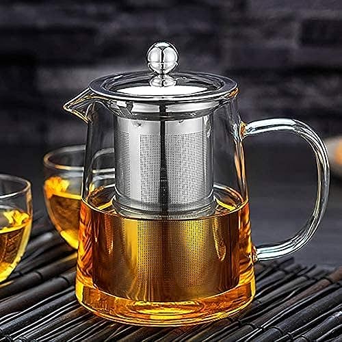 OBOR Glass Teapot Stovetop Safe - Tea Kettle with Removable Food Grade Stainless Steel Infuser & Lid for Blooming and Loose Leaf Tea Maker - 32oz/950ml