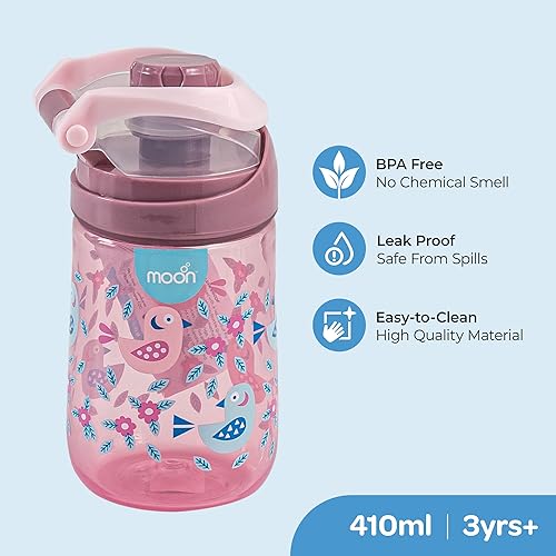 The Moon Brand Kids Water Bottle Portable 410ml for Indoor & Outdoor Activities: TravelPicnicsHikingschoolsports Spill ProofBreak ResistantBPA Free Dishwasher Safe, OdorFree ??Blue