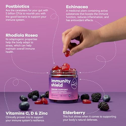 Nutrili Immunity Shield Gummies | (1 month) | Zinc, Vitamin D3, Vitamin C, Postbiotics, Elderberry, Echinacea, and Rhodiola