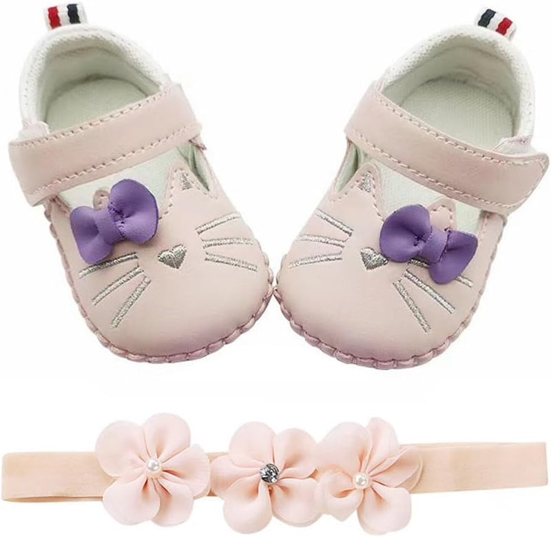 JZLIFE First Walking Shoes,Anti-slip,Comfortable and Breathable Baby Shoes with Hair Band,Baby Gift for Newborn Baby