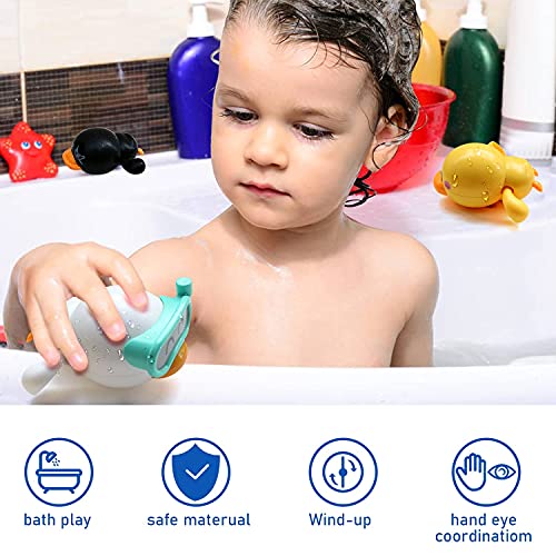 ELECDON 3Pcs Bath Toys for 1-5 Year Old Boy Girls Gifts,Wind-Up Bathtub Baby Bath Toys for 3-6 Toddlers, Swimming Pool Water Toys for Kids Ages 2-7 Birthday Gifts