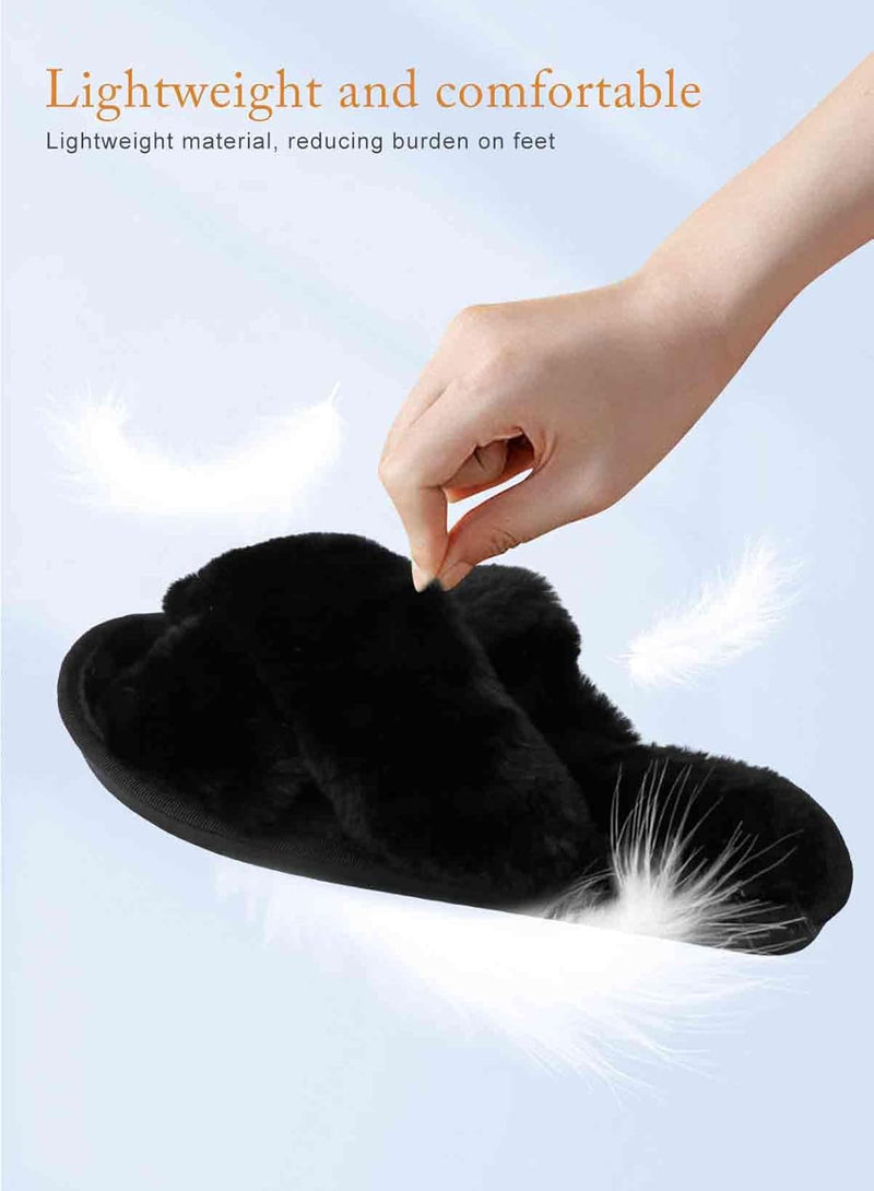 URbazaar Women‘s House Slippers Faux Fur Fashion Warm Shoes Woman Slippers Comfortable Home Furry Slippers,Lightweight Non Slip House Slippers For Cozy Indoor Outdoor