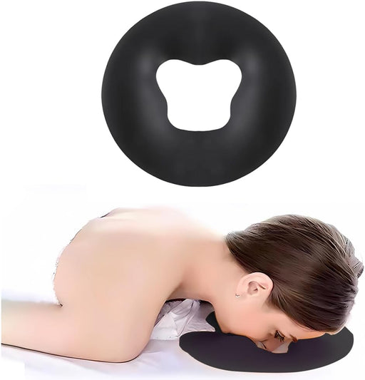 Silicone Face Massage Pillow,SPA Beauty Face Relax Headrest,Salon Skin Care Soft Overlay Travel Head Support,Black - Black