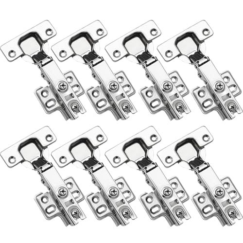 SOJITAS 8 Pcs Door Hinges for Kitchen, Bathroom and Cabinet Furniture Doors, Soft Close, Straight Cup 105°Opening, Full Overlay Cabinet Hinges, Removable and Adjustable with Screws