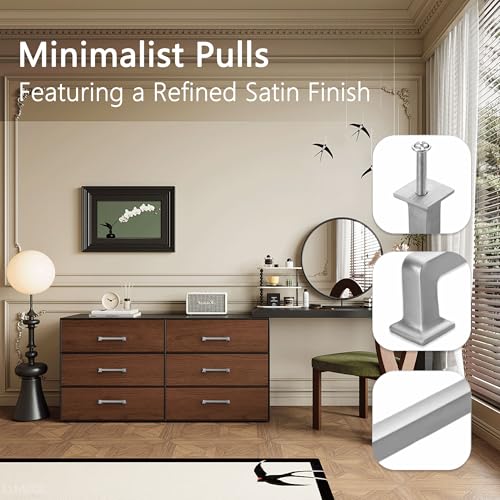 VILA 6 Pack 6-1/4 inch Brushed Satin Nickel Kitchen Square Cabinet Handles Cabinet Pulls Drawer Pulls Kitchen Cabinet Hardware Kitchen Handles for Cabinets Cupboard Drawer Handles