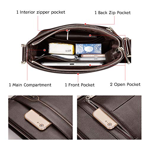 LAORENTOU Men Genuine Leather Shoulder Bag Business Messenger Bags Sling Bag