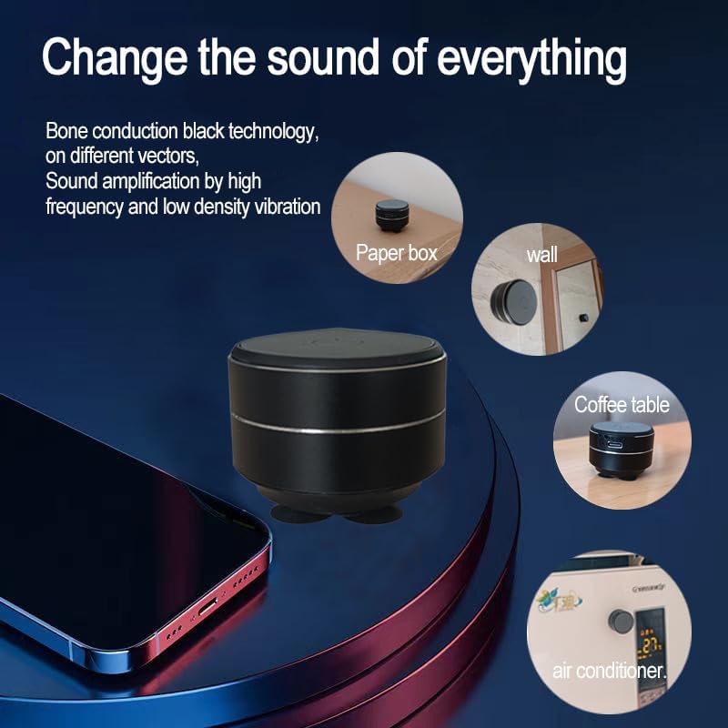 Buzzgo Speaker, Buzzgo Echo Speaker, Bluetooth Mini Bone Conduction Resonance Subwoofer with Suction Cup for Bathroom Outdoor (Black)