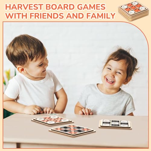 AYEBIA 12 Pcs Wooden Tic Tac Toe Game Mini Family Board Games Classical Puzzle Game XO Chess Board Game Educational Toys Strategy Board Game for Teens Adults