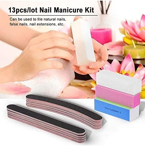 ORiTi 13-Piece Nail File Set Professional Manicure Tools Kit Rectangular Art Care Buffer Block Tools
