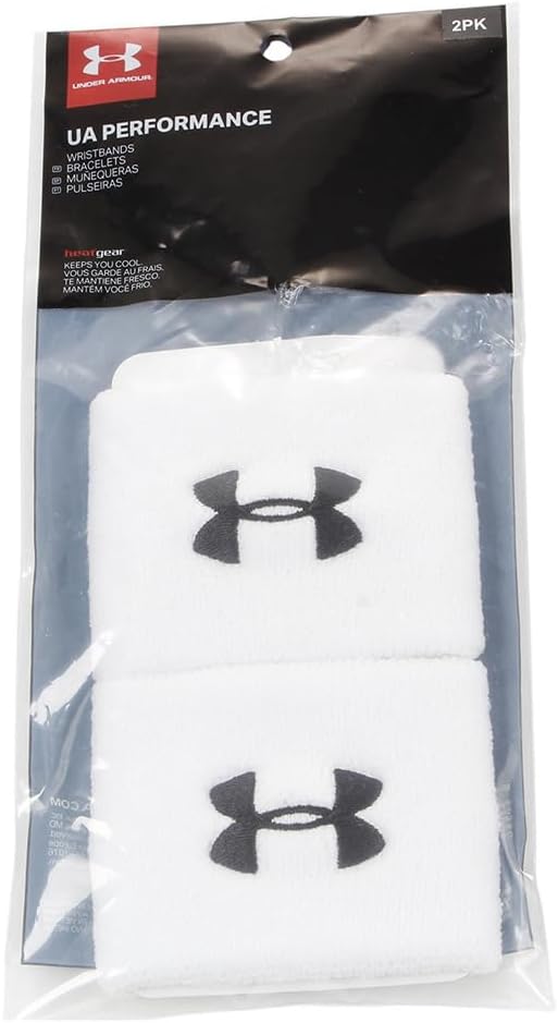 Men's UA 3" Performance Wristbands - White/ Black One Size