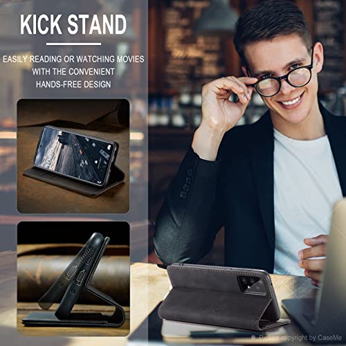 ELEPIK for Samsung Galaxy A23 Case with Card Holder, Kickstand [2 Card Holder + 1 Cash Slot] [for Women & Men] [Durable PU Leather] Magnetic Wallet Phone Cover for Galaxy A23, Elegant Black