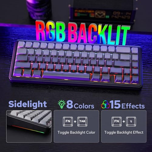EPOMAKER x Aula F65 65% Wireless Mechanical Keyboard, Hot Swappable Gasket Custom Gaming Keyboard with Five-Layer Padding, RGB Backlit, Bluetooth/2.4GHz/USB-C (Black, Reaper Switch)