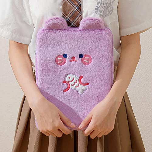 LUYAO 9-11 Inch Cute Tablet Sleeve Bag Plush Rabbit iPad Protective Case Tablet Cover Zipper Carrying Storage Bag for Women Girls Computer Accessories