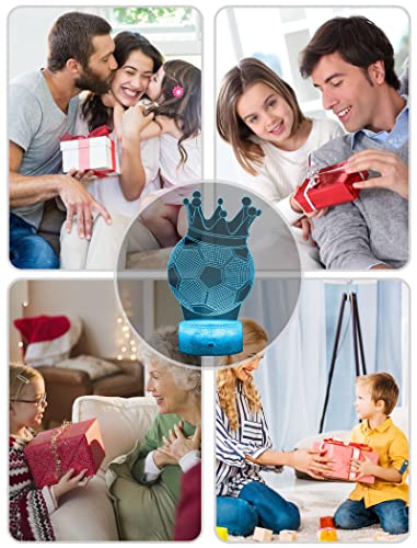 Football 3D Illusion Lamp, Football Gifts for Boys Girls, 3D Night Light with 16 Colors Change Remote Control Decorative Desk Lamp Creative Birthday Christmas Gift Sports Fans Toys (Football 2)