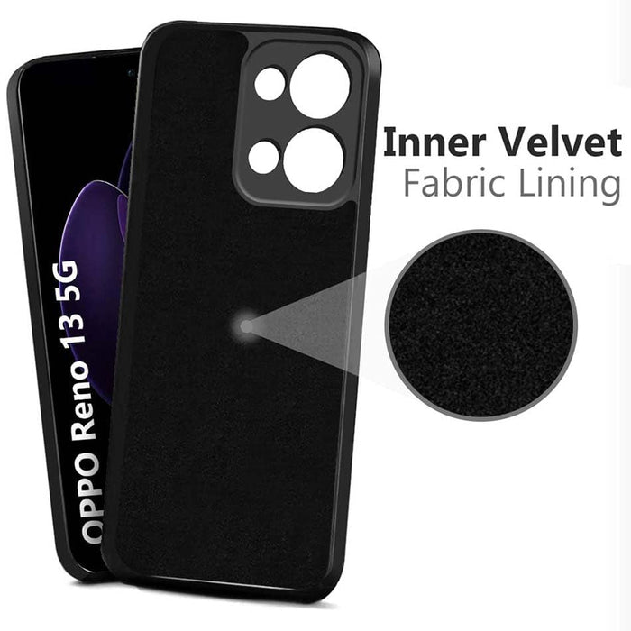 Case for Oppo Reno13 Pro Liquid Gel Rubber Bumper Case with Soft Microfiber Lining Cushion Slim Hard Shell Shockproof Protective Cover for Reno 13 Pro 5G 2024 (Black)