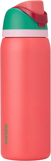 FreeSip Insulated Stainless Steel Water Bottle with Straw for Sports, Travel, and School BPA-Free Sports Water Bottle, 24 oz, Strawberry Field - Strawbery Field 32 Ounces