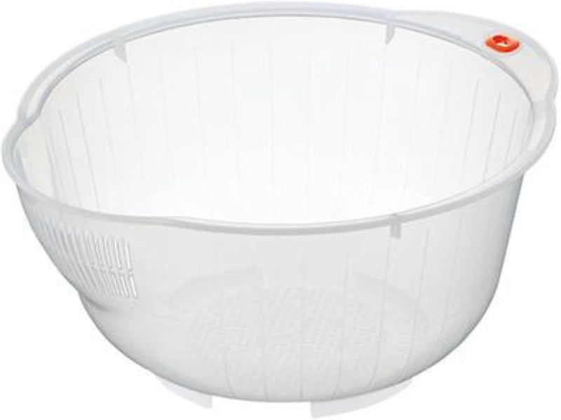 Japanese Rice Washing Bowl with Side and Bottom Drainers, Clear - 1