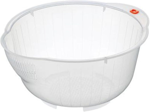Japanese Rice Washing Bowl with Side and Bottom Drainers, Clear - 1