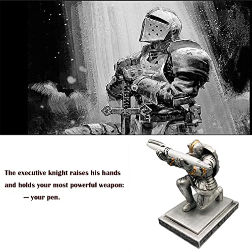 ELECDON Executive Knight Pen Holder -Soldier with Shield Personalized decoration Desk Accessory Stationery organizer, creative Pen Stand Decorative Gift for Office