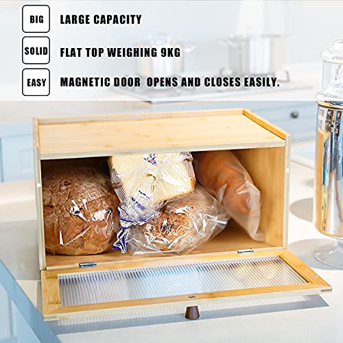 AINILE Bamboo Bread Bin Wooden Bread Boxes ? Bread Box for Bread Storage Stylish Bread Box 40 x 25 x 20 cm