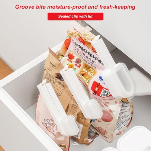 KASTWAVE Food Clip Set of 4, 2 Sizes, Plastic Seal Grip with Pour Spout, Flip-Up Chip Bag Clips for Food, Kitchen and Home, for Flavorings Coffee Snacks