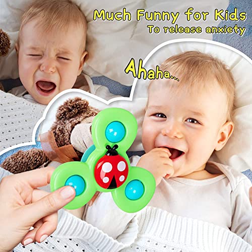 AWH LULULIA Toys for 1 2 3 Year Old Girls Gifts,Suction Cup Fidget Spinner Toys for 1-3 Year Olds Boys Baby Sensory Toys for 0-6-12 Months Plus,Bath Toys for 1 2 Year Olds for Toddler 1…