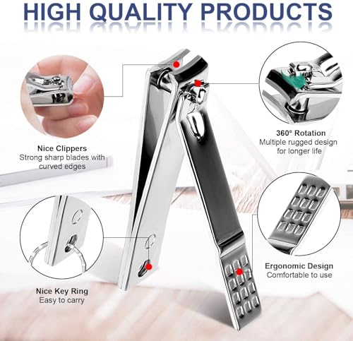 NALACAL Premium 19-Piece Manicure Pedicure Set: Stainless Steel Nail Clippers, Scissors, and Grooming Tools for Men & Women – Complete Nail Care Kit with Portable Travel Case (Black)