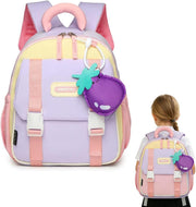 Children's Backpacks,Kids Backpack with Zipper Coin bag,Elementary Kindergarten School Bag for Toddler Boy Girl Student Kids Baby,Fashion Cartoon Lightweight Bookbag for Age 1-6 - Purple