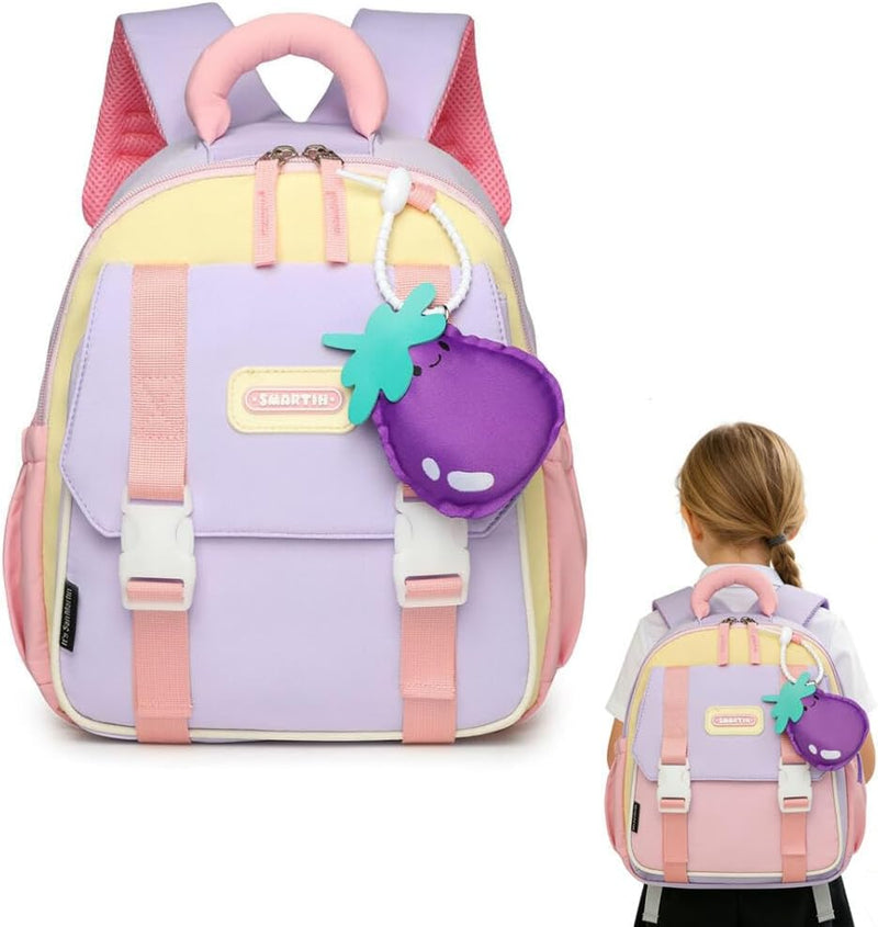 Children's Backpacks,Kids Backpack with Zipper Coin bag,Elementary Kindergarten School Bag for Toddler Boy Girl Student Kids Baby,Fashion Cartoon Lightweight Bookbag for Age 1-6 - Purple