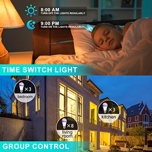 SKY-TOUCH 2Pcs Smart Led Bulb E27 Remote Control Color Adjustable Light Works With Amazon Alexa/Echo Google Home/Assistant, 190V/240V, 10W, 800 Lumens