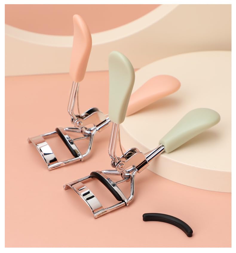 GTOULKXN 2pcs(1Pink&1Green) Eyelash Curler For Ladies, Universally Applicable for All Eye Sizes, Achieves Curls, Sleek Design for Superior Grip, Eye Beauty Accessory Comes with 5 Rubberized Strip