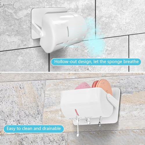 NimbusNote 2Pcs Makeup Sponge Holder, 360 Degree Rotating Beauty Blender Holder Case Organizer, Make Up Puff Sponge Drying Stand, Egg Powder Puff Protective Container Storage Box, for Vanity, Bathroom