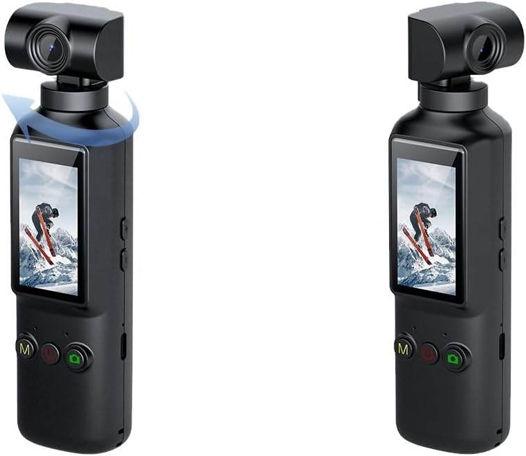 4K Pocket Sports Camera with WiFi & Touch Screen 270 Rotating Vlogging Cam, Time Lapse, Loop Recording, Built-in Mic & Speaker, 128GB TF Card Support Handheld Mini Video Camera for Travel & Vlog