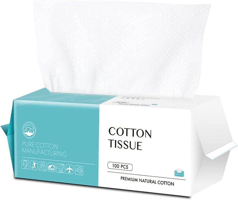 Cotton Facial Dry Wipes 72 Count, Deeply Cleansing Face Towel, Multi-Purpose for Skin Care, Make-up Wipes and Face Towel Super Soft Cotton Tissue Dry Wet Dual Use(1 Pack)
