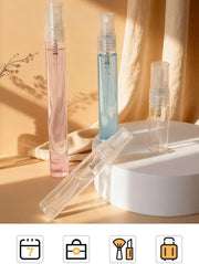 50 Pcs Mini Perfume Sample Bottle 5ml Clear Spray Bottle Empty Glass Fine Mist Refillable Dispensing Bottles Atomizer Portable Small Travel Containers for Essential Oil Liquid Cosmetic Tool