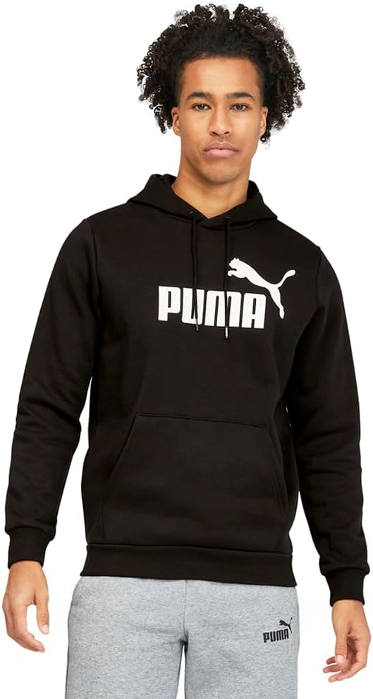 mens Essentials Logo Fleece Hoodie (Available in Big & Tall) Hooded Sweatshirt - Cotton Black