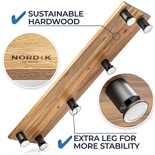Nordik By Design Large Dual Monitor Riser for 2 - Premium Handmade Hardwood Acacia Computer - Laptop TV Stand with Storage for Desk Accessories - Organizer Television