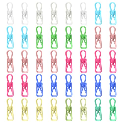 DAWRIS 40pcs Freezer Bag Clips for Food Storage, Reusable Freezer Clips Food Pegs Clips Bag Sealer Clips, Steel Food Packet Clips Kitchen Clips for Bags, Food Clips Bag Sealing Clips Food Bag Clips