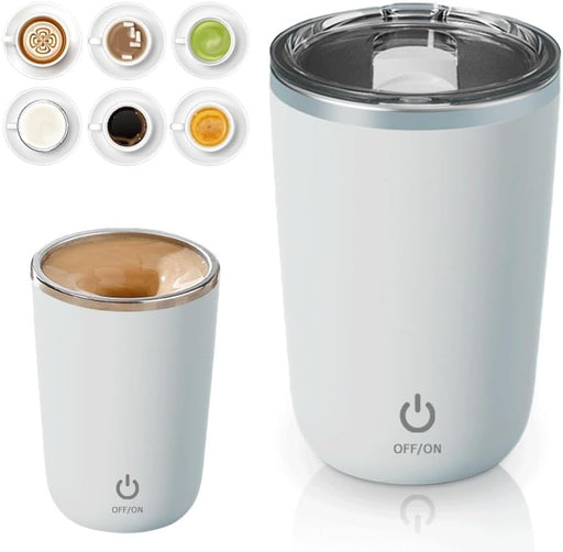 Automatic Magnetic Stirring Coffee Mug, 2025 New Rechargeable Coffee Cup with Mixer Built In, Rotatable Metal Coffee Mugs High Speed Mixing Cup for Office Home (White)