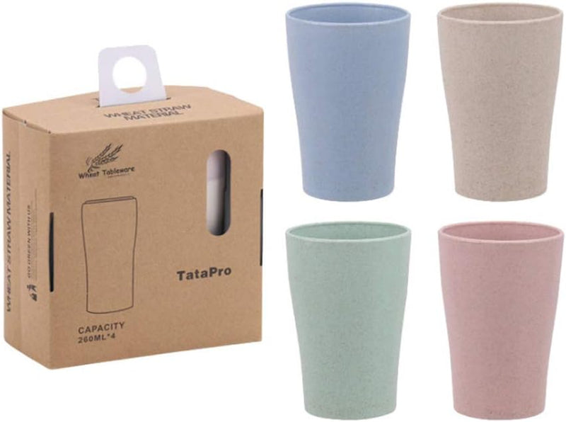 jimmycloud 4pcs/set Wheat Straw Water Cup Multi-Functional Coffee Glue Plastic Cup Drinking Glass Kids Cups Reusable