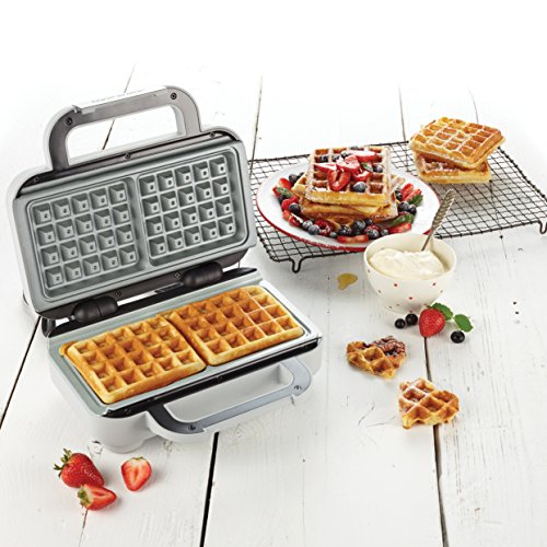 Breville VST072 DuraCeramic Waffle Maker, Non-Stick and Easy Clean with Deep-Fill Removable Plates, White and Stainless Steel