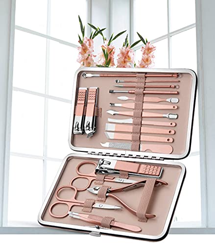U-HOOME 18 in 1 Manicure Kit, Professional Nail Clippers Set with Travel Case for Women Nail Kit For Pedicure & Manicure