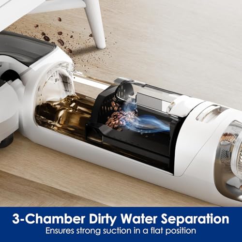 Tineco Floor One Stretch S6 Wet/Dry Vacuum Cleaner, 180° Flat Design Suction Mop 13 cm Lying Height, 70°C 5min FlashDry Self-Cleaning, 3-Sided Edge Cleaning, 40 Minutes Running Time Cleaning Under