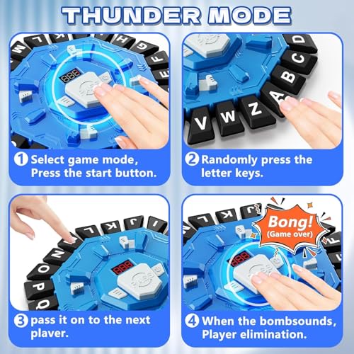 Word Game， Word Game Family Board Game with Digital Display Timer and 2 Categories Modes Fun Fast-Paced 24-Letter Game for Learning Party Interactive (Blue)