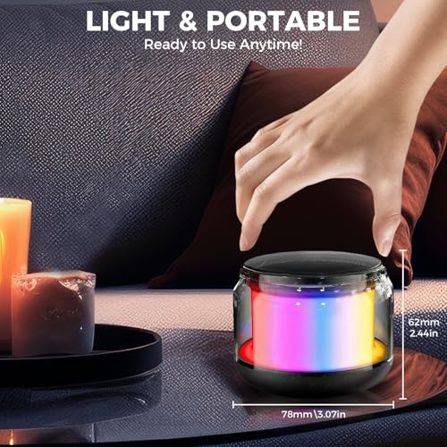 Portable Bluetooth Speaker, Mini Wireless Speakers Bluetooth 5.0 Outdoor Speaker with RGB LED Light, TWS Dual Pairing, TF Card Play Support, Party, Camping, Travel (Multicolor)