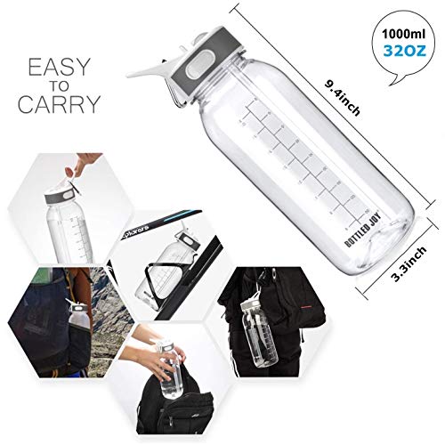 VENNERLI Reusable Straw Water Bottle, 32oz BPA-Free Tritan, Leakproof, Dishwasher Safe, Perfect for Hiking, Sports, Travel, Outdoor Activities